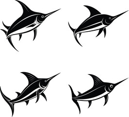 sea fish silhouette black and white 
