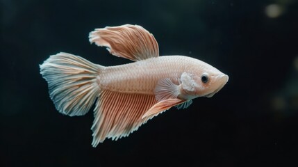 Fototapeta premium Elegant Peach Halfmoon Betta Fish Aquatic Life Aquarium