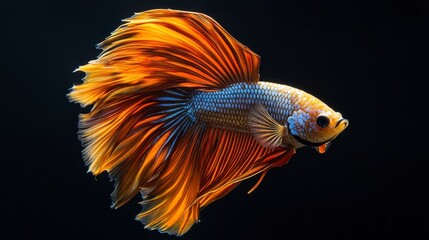 Fototapeta premium Stunning Orange Betta Fish Siamese Fighting Fish Aquatic Animal