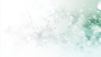White and light green medical abstract gradient background with molecules. web banner. Medical background in white and light blue gradient with molecular design