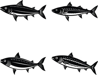 sea fish silhouette black and white 