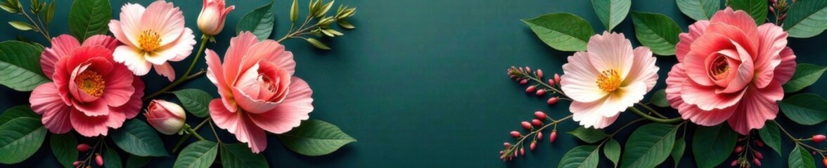 Obraz premium Elegant floral arrangement with lush greenery and delicate petals , floral design, botanical, nature-inspired