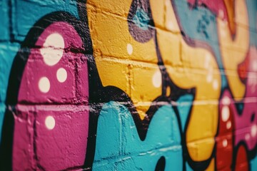 Vibrant abstract urban graffiti mural with dynamic flowing colors. Neural network AI generated