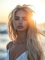 Fototapeta premium A stunning photo of a radiant woman symbolizing July