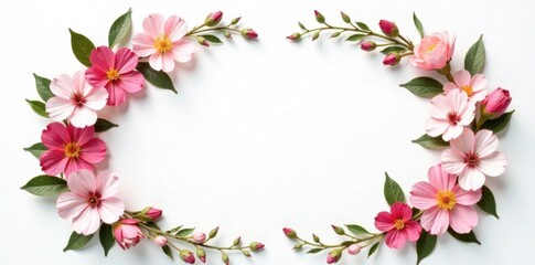 Naklejka premium Elegant floral wreath with delicate flowers and foliage , arrangement, wreaths, floral wreath