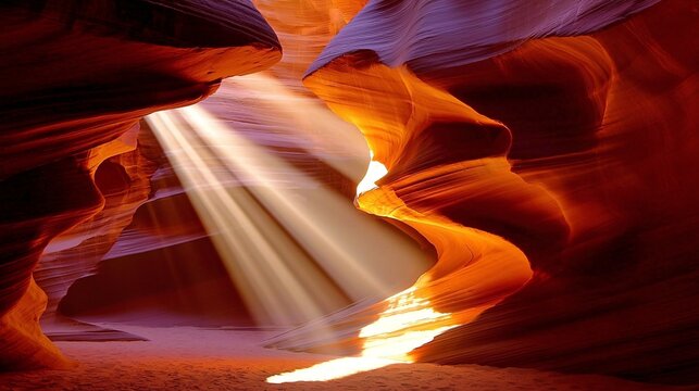 explore the majestic beauty of antelope canyon with sunlight beams
