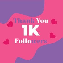 Social media 1k or 1000 followers celebration
