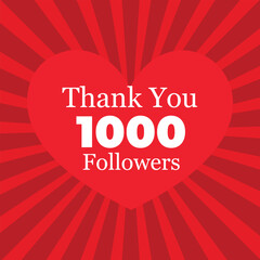 Thank you followers card isolated on red background