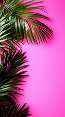   Palm tree on pink background with text space