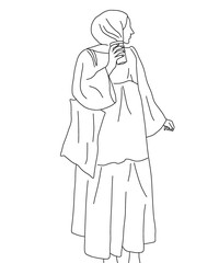 Hijabi girl line art