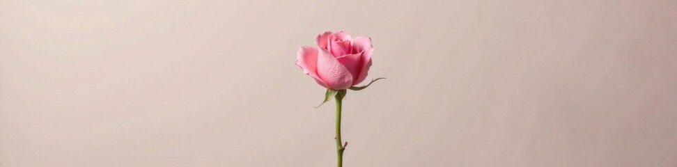 Obraz premium Elegant rose stem with isolated single flower on minimalist background, simple design, simple stem , black white contour