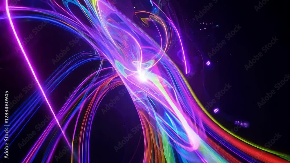 Poster dynamic colors intertwine with smooth movements, producing an immersive and captivating display that