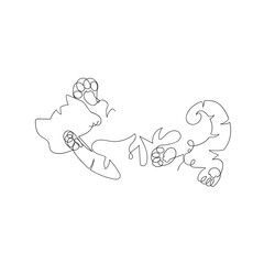continuous line drawing doodle Minimalist cats line art