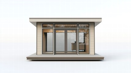Modern Architectural Studio: A sleek, contemporary architectural studio with large glass windows and a minimalist design, ideal for remote work or creative pursuits.