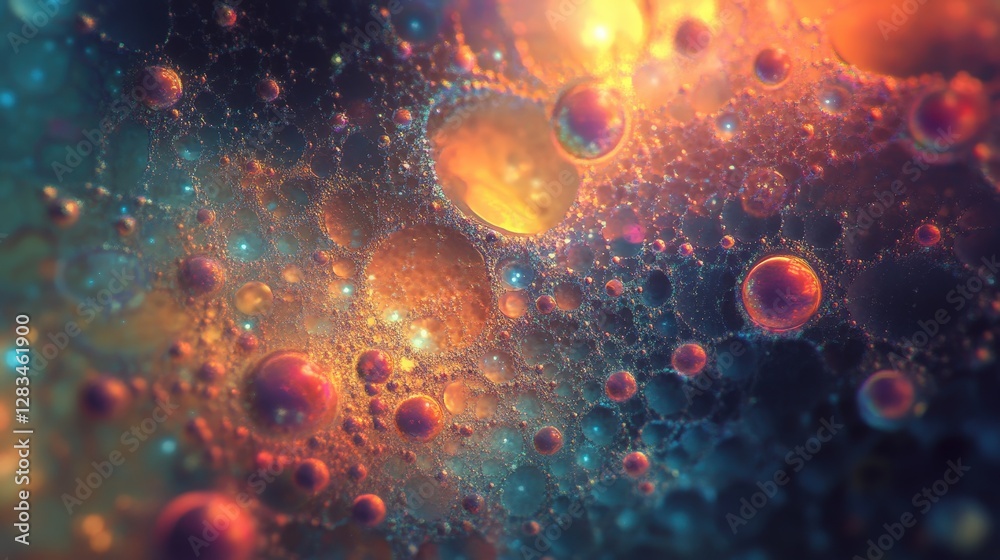 Poster an abstract design with particles forming geometric shapes, constantly rearranging into new structur