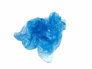 Fototapeta premium Blue crumpled plastic bag isolated on white background 
