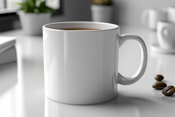 Fototapeta premium Warm coffee in a minimalist setting invites a moment of relaxation and reflection