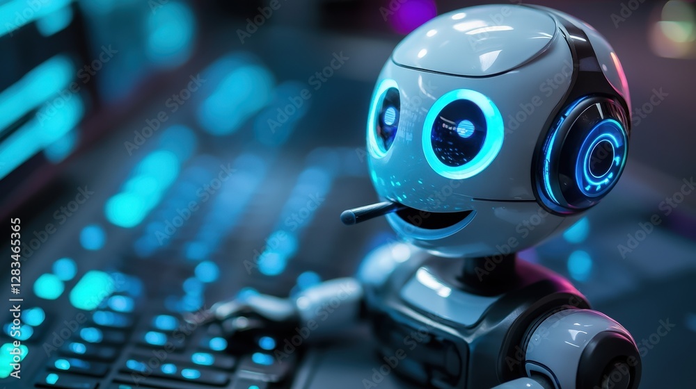 Poster ai-powered customer service chatbot answering queries on a website, providing instant support for cu