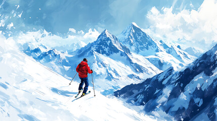 Extreme Skiing Adventure in Snowy Mountains &ndash; Perfect for Winter Sports and Travel Enthusiasts, travel blogs, winter sports promotions, adventure tourism websites, outdoor gear advertisements