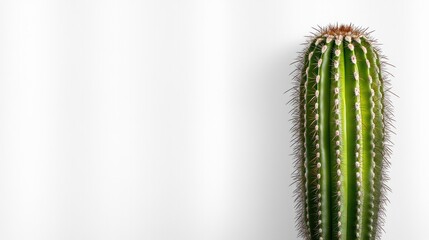 Naklejka premium Minimalist cactus on white background for nature inspired design projects and decor ideas