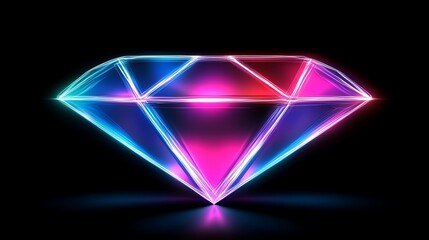 Neon Glowing Diamond Abstract Art Design