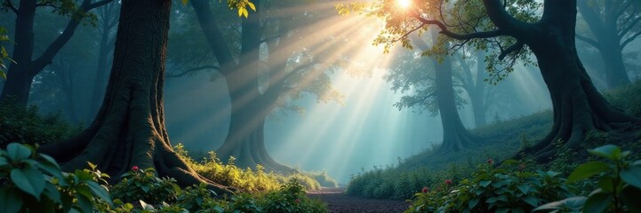 Ethereal forest under misty veil, nature, ethereal, atmosphere