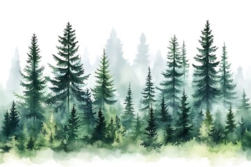 Watercolor forest landscape