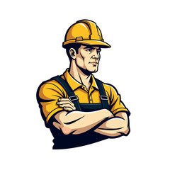 Strong Construction Worker Mascot Illustration