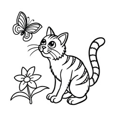 Obraz premium cat with flowers