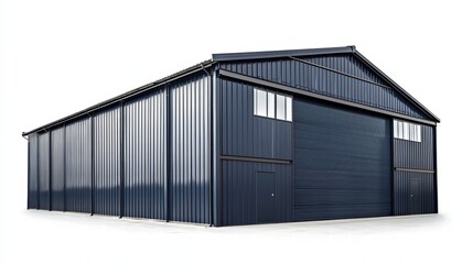 Fototapeta premium Steel Structure Industrial: A sturdy, dark-colored steel structure, exuding an air of industrial strength and modern design. Its clean lines and spacious interior hint at functionality and utility.