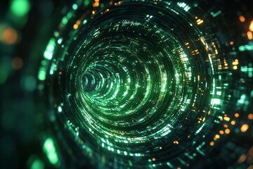 Obraz premium Vivid swirling tunnel created from digital lights and reflections in a futuristic environment