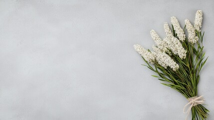 White flowers bouquet on grey background