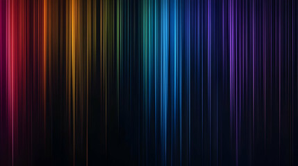 Fototapeta premium Abstract Vertical Rainbow Stripes on Black Background Creating Dynamic Colorful Light and Texture