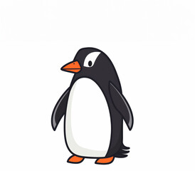 Obraz premium Cartoon Penguin on White Background. Generative AI