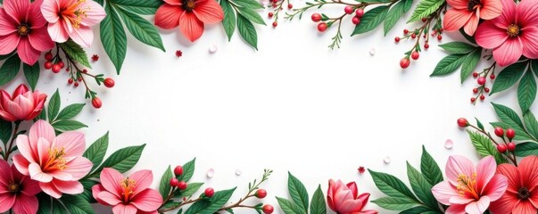 Obraz premium Exotic flower garland adorned with intricate leaves and vines , lush, foliage, leaves