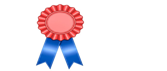 Red Rosette Badge with Blue Ribbon