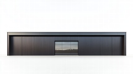 Modern Facade: Captivating the minimalist aesthetic of modern architecture, this image showcases a sleek, dark facade with a glass-door entrance, offering a striking study in simplicity and design. 