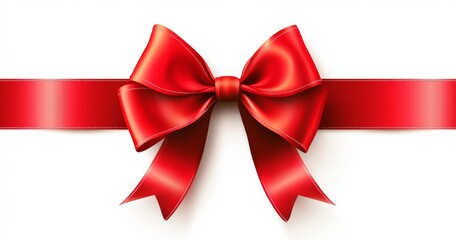 Fototapeta premium A beautiful red satin ribbon featuring a bow is shown against a transparent backdrop, available as stock