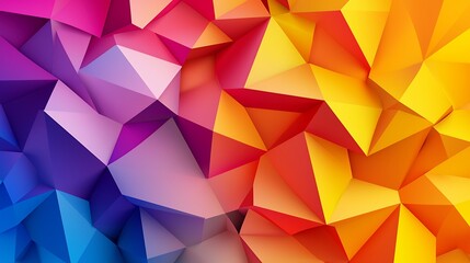 Obraz premium Abstract Geometric Background of Triangular Polygons in Vibrant Rainbow Colors