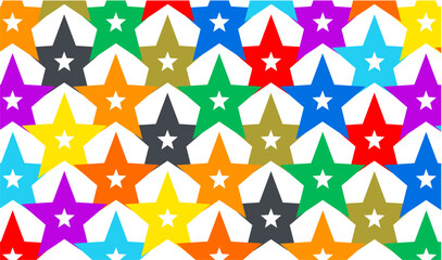 Obraz premium Colorful Star texture background. Seamless Vector Star shape rainbow colors