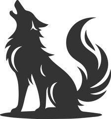 A wolf stretching its front legs while howling vector animal silhouette