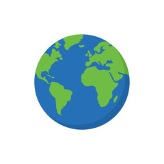 Earth icon with globe for world and global concept