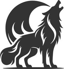 A wolf stretching its front legs while howling vector animal silhouette