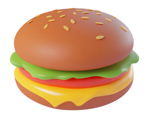 PNG Hamburger illustration food 3d illustration.