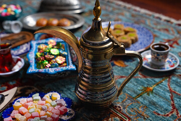 Colorful Ramadan Eid Candy and Chocolate in the Traditional Ottoman Cuisine Desserts Photo, Eid Celebration Among Family Photo, Üsküdar Istanbul, Turkiye (Turkey)