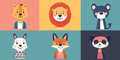 Fototapeta premium playful animal illustrations for kids decor and educational material