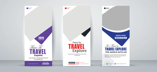 Creative Tour and Travel roll up or X banner design template