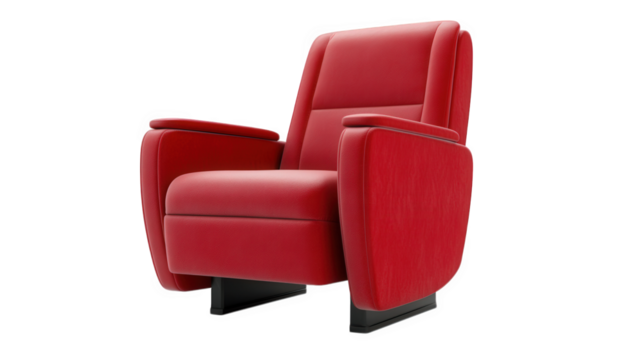 modern red armchair with a sleek design. emphasizing comfort and style the chair has wide armrests and a plush seat. making it suitable for relaxation in various settings such as living rooms. offices - Powered by Adobe