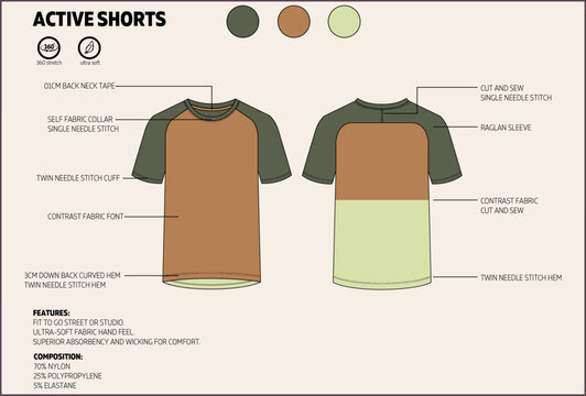 Activewear Sports Crew Neck Short Sleeve T-shirt Technical Fashion Tech Pack.