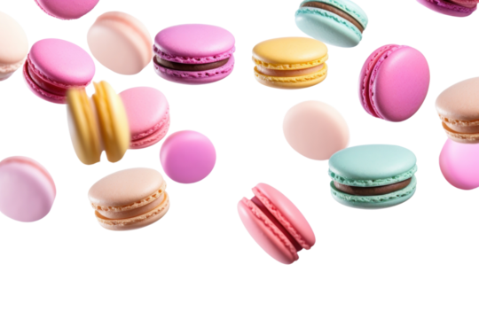 PNG Colorful macarons floating in air